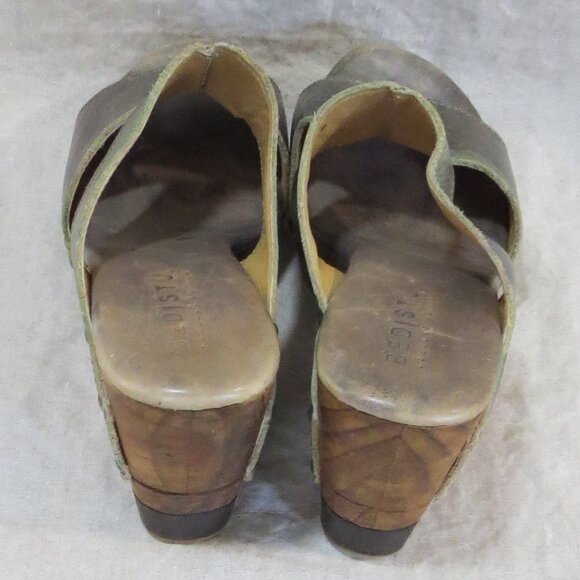 Bed Stu Leather Olea Olive Gray Distressed Boho Wood Slip On Sandals Size US 7 - Picture 7 of 12